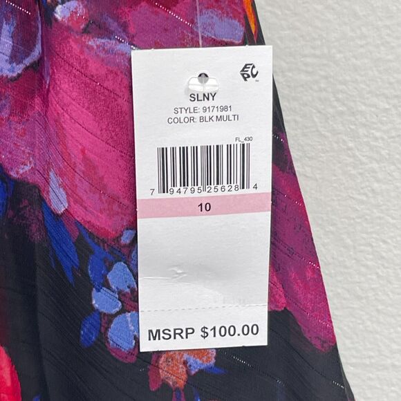 Floral Tiered Cocktail Party Sheath Dress 10 Ruffled Black Dark Fairy Goth - Picture 6 of 6